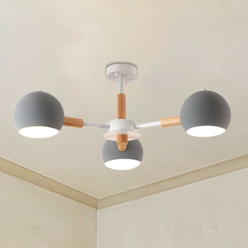 Dining Room Sphere Hanging Lamp Metal 3 Lights Simple Style Hanging Lights Clearhalo 'Ceiling Lights' 'Chandeliers' Lighting' options 236506