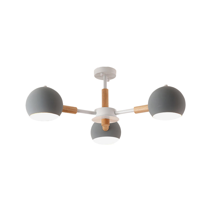 Dining Room Sphere Hanging Lamp Metal 3 Lights Simple Style Hanging Lights Clearhalo 'Ceiling Lights' 'Chandeliers' Lighting' options 236507