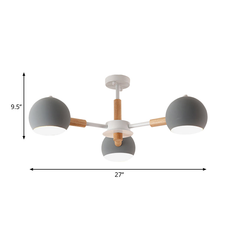 Dining Room Sphere Hanging Lamp Metal 3 Lights Simple Style Hanging Lights Clearhalo 'Ceiling Lights' 'Chandeliers' Lighting' options 236508