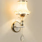 Flared Living Room Wall Light Vintage Frosted Glass Champagne Wall Sconce with Crystal Accents Clearhalo 'Wall Lamps & Sconces' 'Wall Lights' Lighting' 2365081