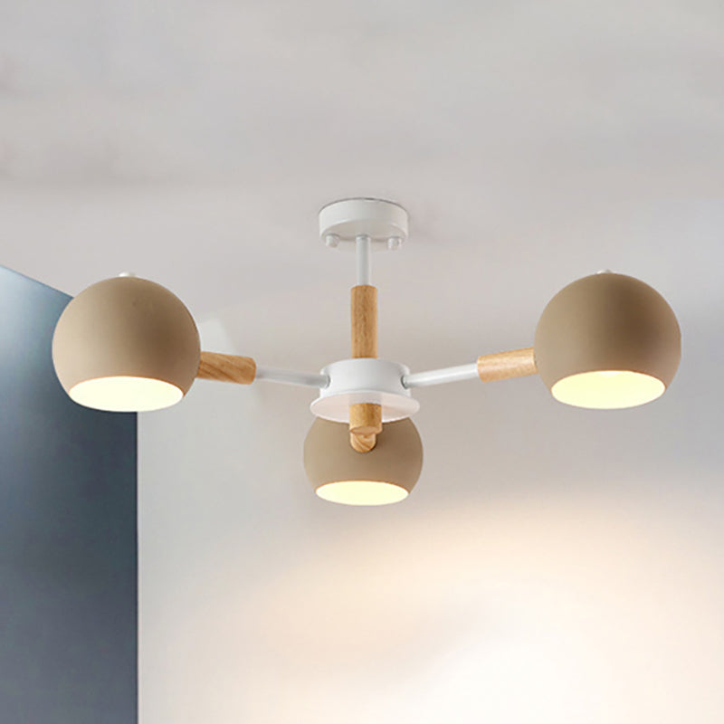 Dining Room Sphere Hanging Lamp Metal 3 Lights Simple Style Hanging Lights Clearhalo 'Ceiling Lights' 'Chandeliers' Lighting' options 236509