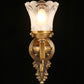 Single-Bulb Floral Wall Sconce Traditional Bronze Frosted White Glass Wall Light for Aisle Clearhalo 'Wall Lamps & Sconces' 'Wall Lights' Lighting' 2365099