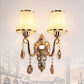 Bronze Flared Wall Mounted Lamp Traditional Twist Glass Bedroom Reading Wall Light with Crystal Deco 2.0 Bronze Clearhalo 'Wall Lamps & Sconces' 'Wall Lights' Lighting' 2365107
