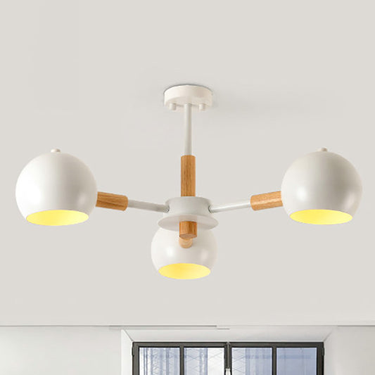 Dining Room Sphere Hanging Lamp Metal 3 Lights Simple Style Hanging Lights Clearhalo 'Ceiling Lights' 'Chandeliers' Lighting' options 236512