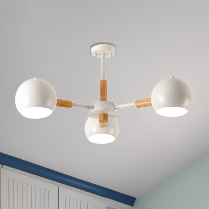 Dining Room Sphere Hanging Lamp Metal 3 Lights Simple Style Hanging Lights Clearhalo 'Ceiling Lights' 'Chandeliers' Lighting' options 236513