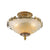 Antiqued Bowl Shaped Flush Light Clear Variegated Glass Semi Mount Lighting in Brass Clear 12.5" Clearhalo 'Ceiling Lights' 'Close To Ceiling Lights' 'Close to ceiling' 'Semi-flushmount' Lighting' 2365140