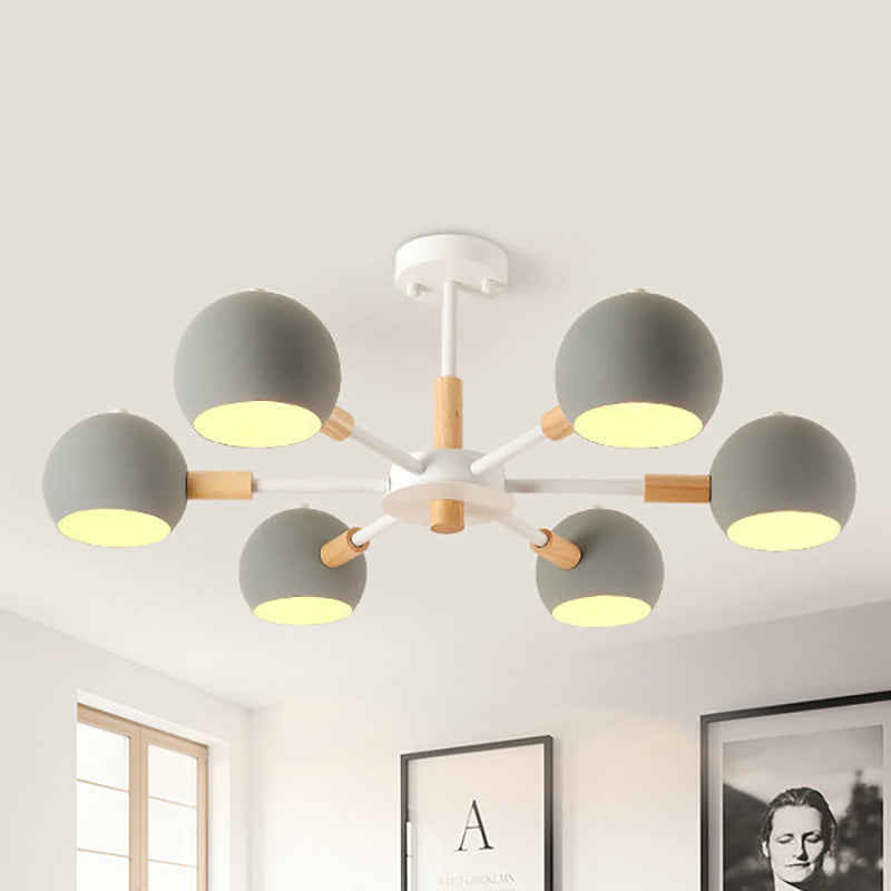 Modern Orb Hanging Chandelier 6 Lights Metal Hanging Pendant Fixture for Living Room Clearhalo 'Ceiling Lights' 'Chandeliers' Lighting' options 236515
