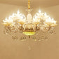 White Faux Candle Chandelier Light Traditional Frosted Glass Living Room Pendant with Crystal Deco Clearhalo 'Ceiling Lights' 'Chandeliers' Lighting' options 2365185