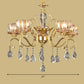 Flower Living Room Hanging Lamp Retro Clear Crystal Glass Brass Chandelier Light Fixture Clearhalo 'Ceiling Lights' 'Chandeliers' Lighting' options 2365208