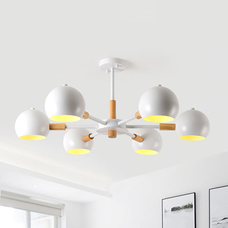 Modern Orb Hanging Chandelier 6 Lights Metal Hanging Pendant Fixture for Living Room White Clearhalo 'Ceiling Lights' 'Chandeliers' Lighting' options 236523_4effaf69-1050-46af-beda-4151ee051db3