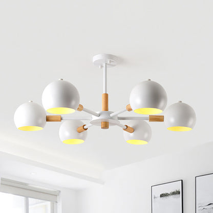 Modern Orb Hanging Chandelier 6 Lights Metal Hanging Pendant Fixture for Living Room White Clearhalo 'Ceiling Lights' 'Chandeliers' Lighting' options 236523_4effaf69-1050-46af-beda-4151ee051db3