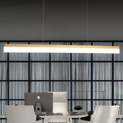 LED Office Pendant Light with Linear Acrylic Shade Black/Gold Ceiling Lamp over Table in Warm/White/Natural Light, 39"/47" Wide Gold Clearhalo 'Ceiling Lights' 'Modern Pendants' 'Modern' 'Pendant Lights' 'Pendants' Lighting' 236689
