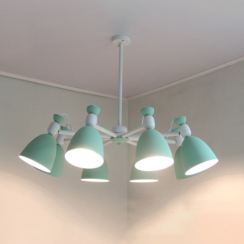 6 Lights Domed Ceiling Pendant Nordic Metal Chandelier for Living Room Kindergarten Clearhalo 'Ceiling Lights' 'Chandeliers' Lighting' options 236794