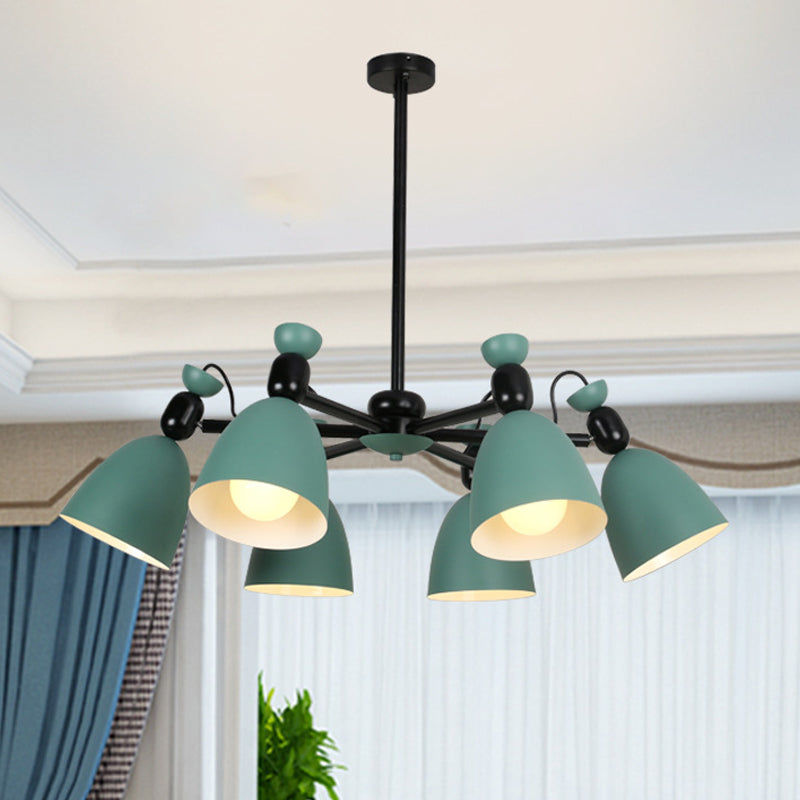 6 Lights Domed Ceiling Pendant Nordic Metal Chandelier for Living Room Kindergarten Black Clearhalo 'Ceiling Lights' 'Chandeliers' Lighting' options 236795_018bb9c7-f55c-40d5-a1e6-a03a6d42b6d7