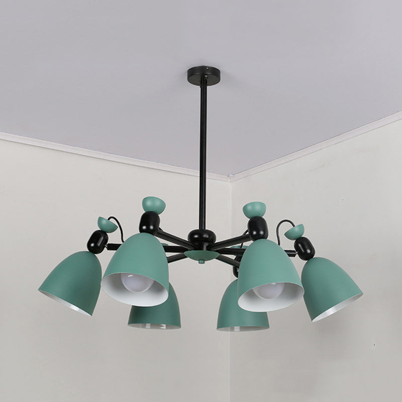 6 Lights Domed Ceiling Pendant Nordic Metal Chandelier for Living Room Kindergarten Clearhalo 'Ceiling Lights' 'Chandeliers' Lighting' options 236796
