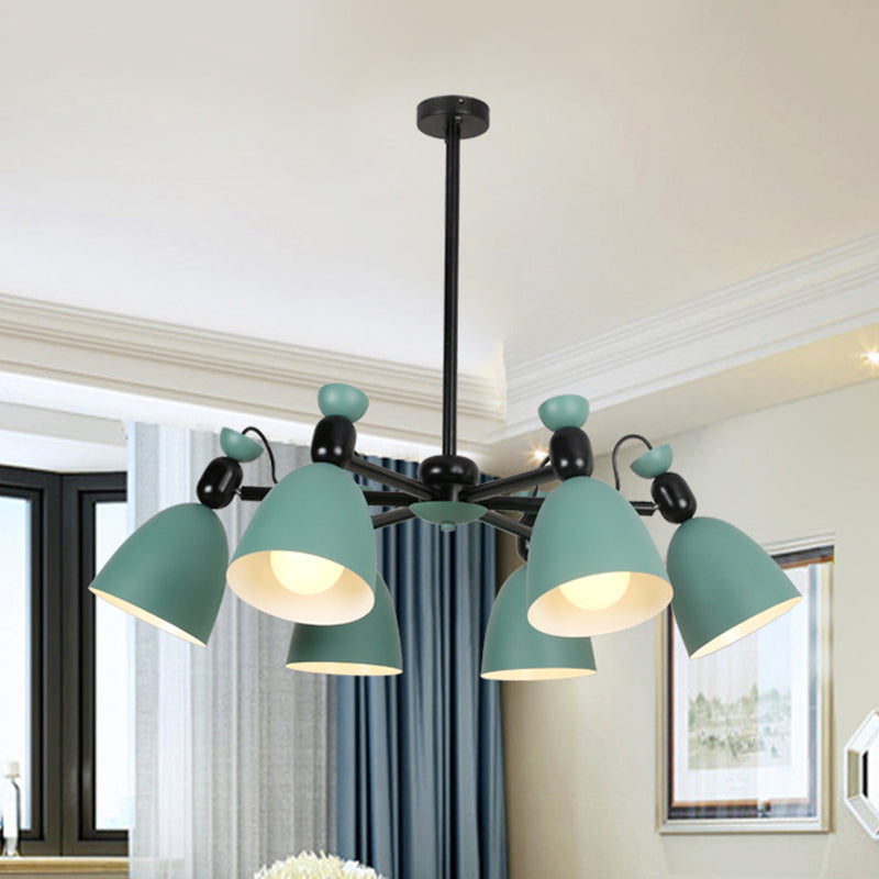 6 Lights Domed Ceiling Pendant Nordic Metal Chandelier for Living Room Kindergarten Clearhalo 'Ceiling Lights' 'Chandeliers' Lighting' options 236797