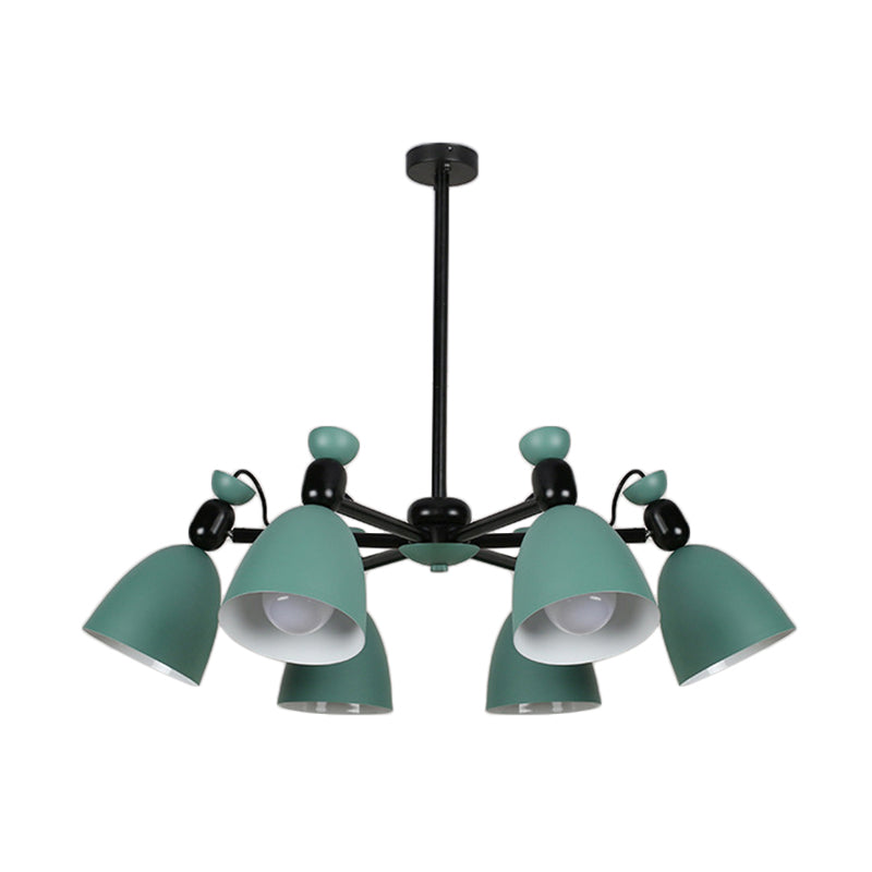 6 Lights Domed Ceiling Pendant Nordic Metal Chandelier for Living Room Kindergarten Clearhalo 'Ceiling Lights' 'Chandeliers' Lighting' options 236799