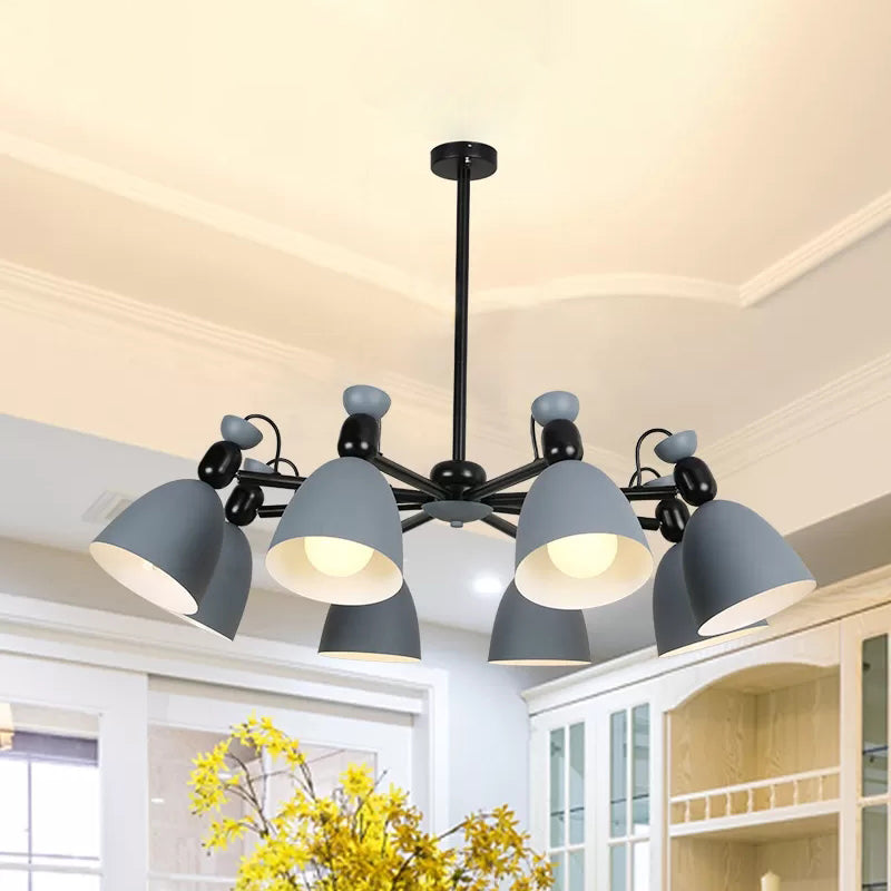 Domed Shade Living Room Chandelier Metal 6 Lights Macron Loft Hanging Light Clearhalo 'Ceiling Lights' 'Chandeliers' Lighting' options 236800