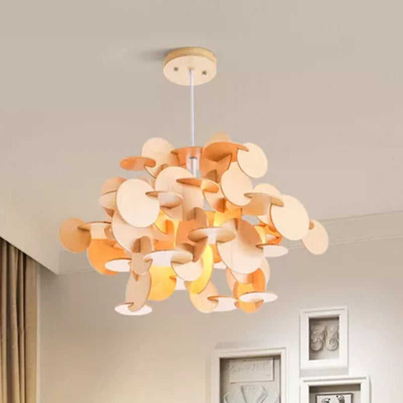 Kids Dot Decoration Chandelier Wood Hanging Light for Dining Room Nursing Room Clearhalo 'Ceiling Lights' 'Chandeliers' Lighting' options 236819