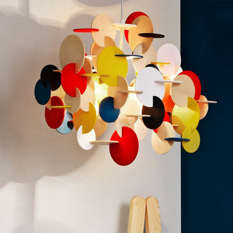 Kids Dot Decoration Chandelier Wood Hanging Light for Dining Room Nursing Room Clearhalo 'Ceiling Lights' 'Chandeliers' Lighting' options 236823