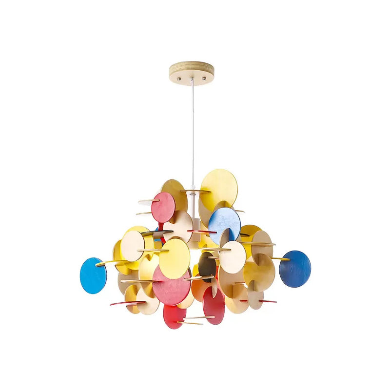 Kids Dot Decoration Chandelier Wood Hanging Light for Dining Room Nursing Room Clearhalo 'Ceiling Lights' 'Chandeliers' Lighting' options 236824