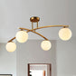 Modern Sphere Shade Semi Ceiling Mount Light Opal Glass Gold Ceiling Lamp for Study Room 4 Gold Clearhalo 'Ceiling Lights' 'Close To Ceiling Lights' 'Close to ceiling' 'Glass shade' 'Glass' 'Semi-flushmount' Lighting' 236857