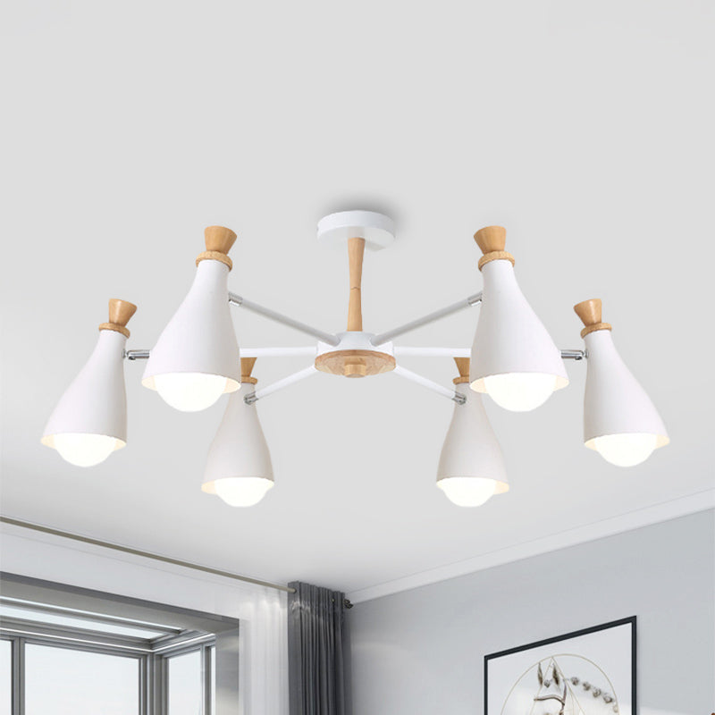 Metal Bottle Shade Chandelier Living Room Nursing Room Macaron Style Hanging Light 6 White Clearhalo 'Ceiling Lights' 'Chandeliers' Lighting' options 236861_8960c7c0-398f-4928-8911-e0da4374fa8d