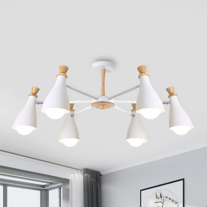 Metal Bottle Shade Chandelier Living Room Nursing Room Macaron Style Hanging Light 6 White Clearhalo 'Ceiling Lights' 'Chandeliers' Lighting' options 236861_8960c7c0-398f-4928-8911-e0da4374fa8d
