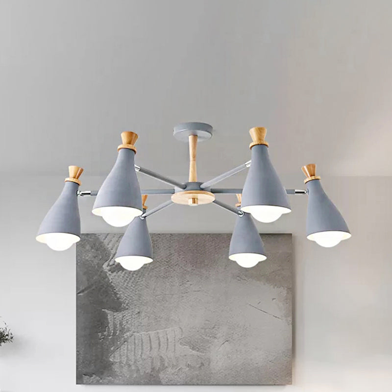 Metal Bottle Shade Chandelier Living Room Nursing Room Macaron Style Hanging Light Clearhalo 'Ceiling Lights' 'Chandeliers' Lighting' options 236869