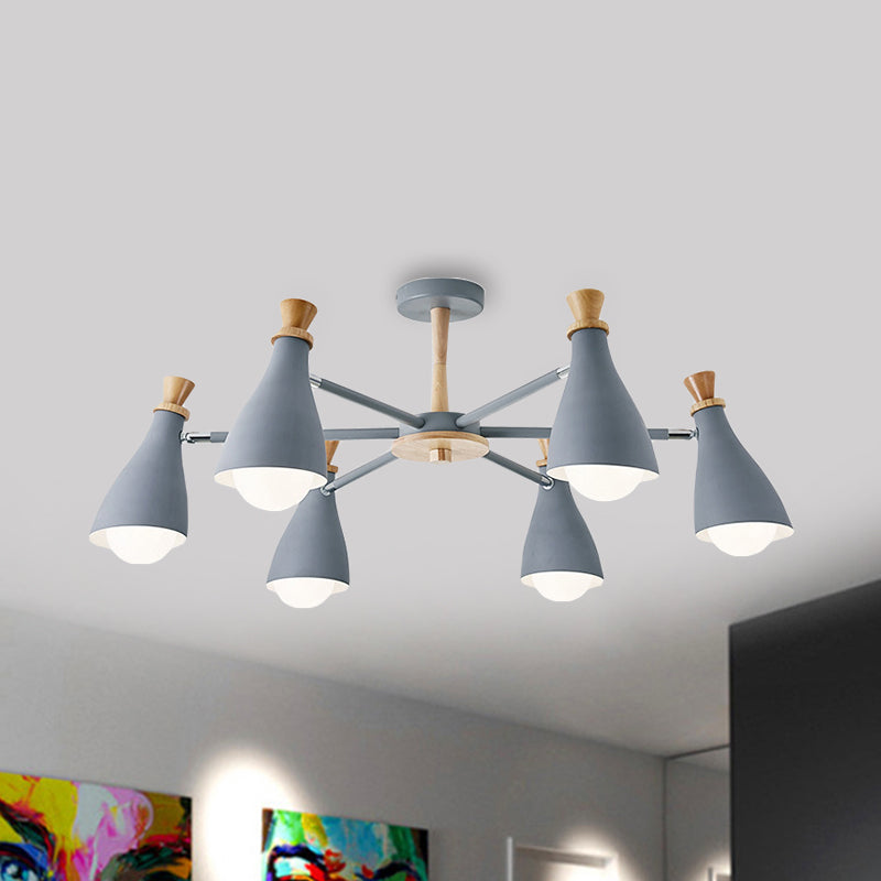 Metal Bottle Shade Chandelier Living Room Nursing Room Macaron Style Hanging Light Clearhalo 'Ceiling Lights' 'Chandeliers' Lighting' options 236870