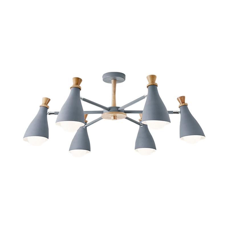 Metal Bottle Shade Chandelier Living Room Nursing Room Macaron Style Hanging Light Clearhalo 'Ceiling Lights' 'Chandeliers' Lighting' options 236872