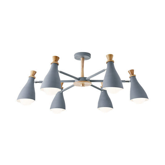 Metal Bottle Shade Chandelier Living Room Nursing Room Macaron Style Hanging Light Clearhalo 'Ceiling Lights' 'Chandeliers' Lighting' options 236872