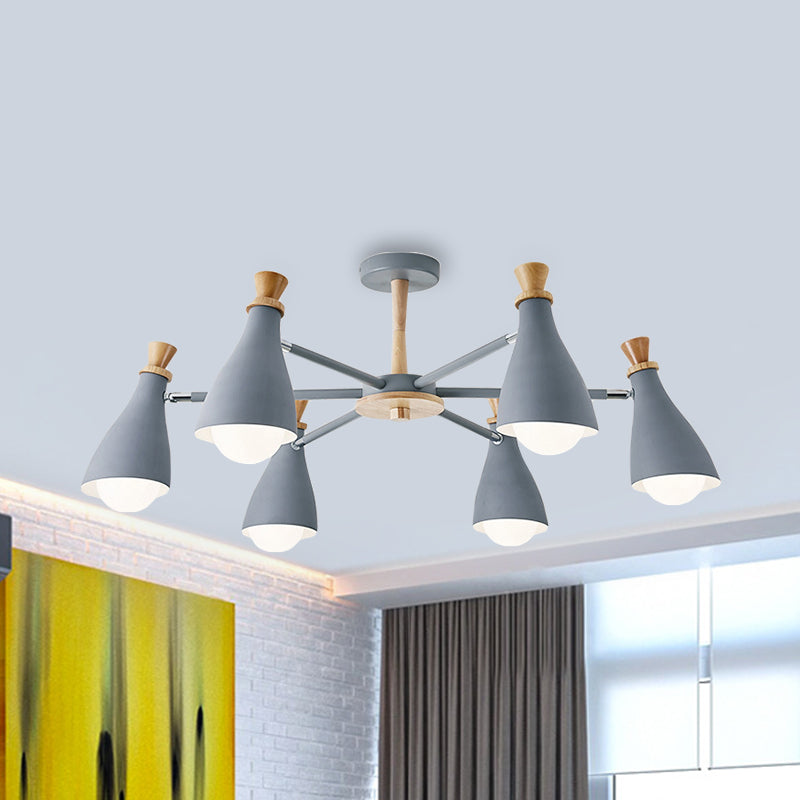 Metal Bottle Shade Chandelier Living Room Nursing Room Macaron Style Hanging Light Clearhalo 'Ceiling Lights' 'Chandeliers' Lighting' options 236873