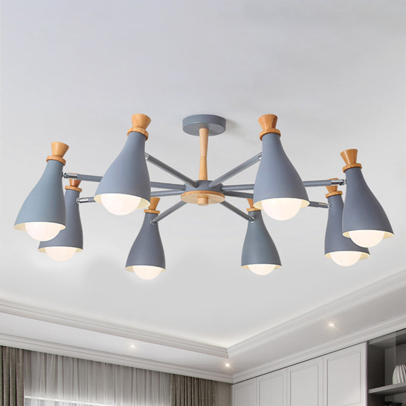 Metal Bottle Shade Chandelier Living Room Nursing Room Macaron Style Hanging Light Clearhalo 'Ceiling Lights' 'Chandeliers' Lighting' options 236874
