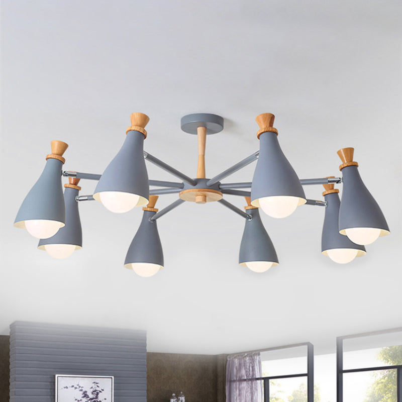 Metal Bottle Shade Chandelier Living Room Nursing Room Macaron Style Hanging Light Clearhalo 'Ceiling Lights' 'Chandeliers' Lighting' options 236876