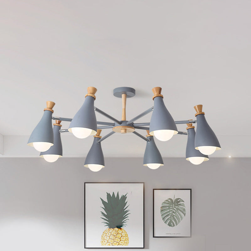 Metal Bottle Shade Chandelier Living Room Nursing Room Macaron Style Hanging Light Clearhalo 'Ceiling Lights' 'Chandeliers' Lighting' options 236877