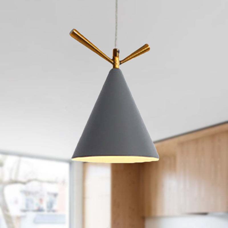 Nordic Style Cone Pendant Lighting 1 Light Metal Hanging Lamp for Restaurant Coffee Shop Clearhalo 'Ceiling Lights' 'Modern Pendants' 'Modern' 'Pendant Lights' 'Pendants' Lighting' 236955