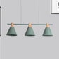 Triple Light Cone Shade Island Lighting Nordic Metal Hanging Chandelier in Green/Grey/Yellow for Kitchen Clearhalo 'Ceiling Lights' 'Island Lights' Lighting' 237047