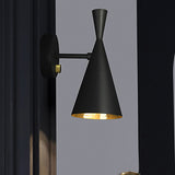 Black/White/Gold Trumpet Wall Sconce Light Contemporary 1/2/3 Light Metal Wall Light with Adjustable Arm 1.0 Black A Clearhalo 'Cast Iron' 'Glass' 'Industrial' 'Modern wall lights' 'Modern' 'Tiffany' 'Traditional wall lights' 'Wall Lamps & Sconces' 'Wall Lights' Lighting' 237231