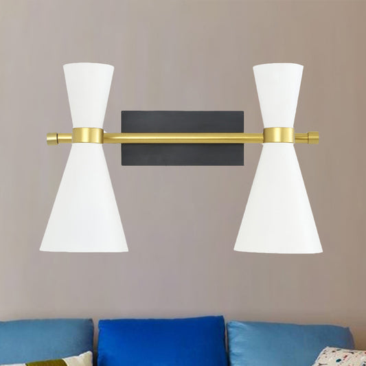 Black/White/Gold Trumpet Wall Sconce Light Contemporary 1/2/3 Light Metal Wall Light with Adjustable Arm Clearhalo 'Cast Iron' 'Glass' 'Industrial' 'Modern wall lights' 'Modern' 'Tiffany' 'Traditional wall lights' 'Wall Lamps & Sconces' 'Wall Lights' Lighting' 237237