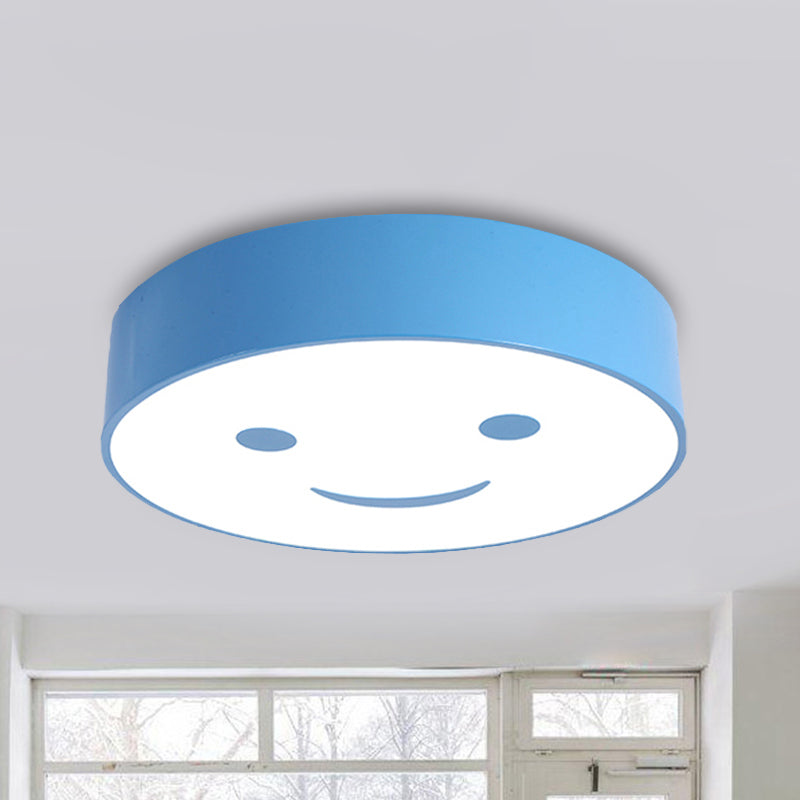 Baby Bedroom Round Flush Mount Light with Smiling Face Acrylic Kids LED Ceiling Lamp Blue Clearhalo 'Ceiling Lights' 'Close To Ceiling Lights' 'Close to ceiling' 'Flush mount' Lighting' 237247