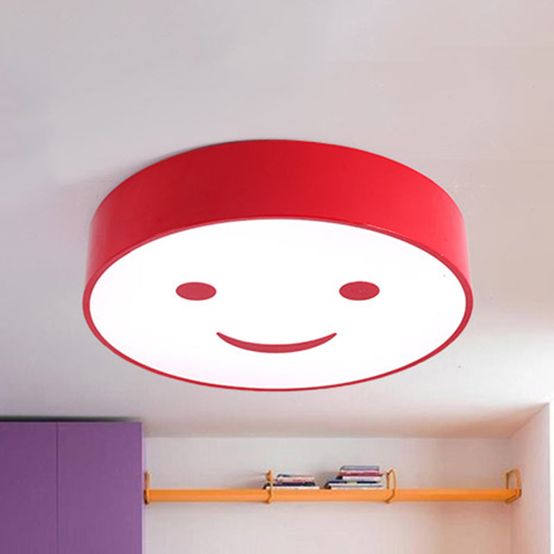 Baby Bedroom Round Flush Mount Light with Smiling Face Acrylic Kids LED Ceiling Lamp Red Clearhalo 'Ceiling Lights' 'Close To Ceiling Lights' 'Close to ceiling' 'Flush mount' Lighting' 237250
