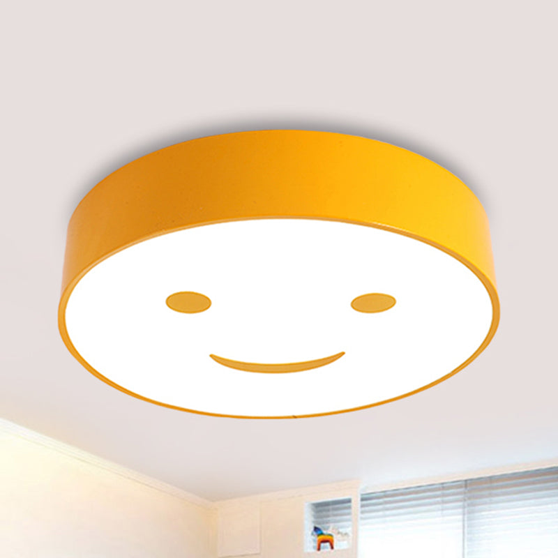 Baby Bedroom Round Flush Mount Light with Smiling Face Acrylic Kids LED Ceiling Lamp Yellow Clearhalo 'Ceiling Lights' 'Close To Ceiling Lights' 'Close to ceiling' 'Flush mount' Lighting' 237256