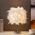 White Cylindrical Night Table Light Simplicity Single Bulb Feather Nightstand Lamp White Clearhalo 'Lamps' 'Table Lamps' Lighting' 2373162