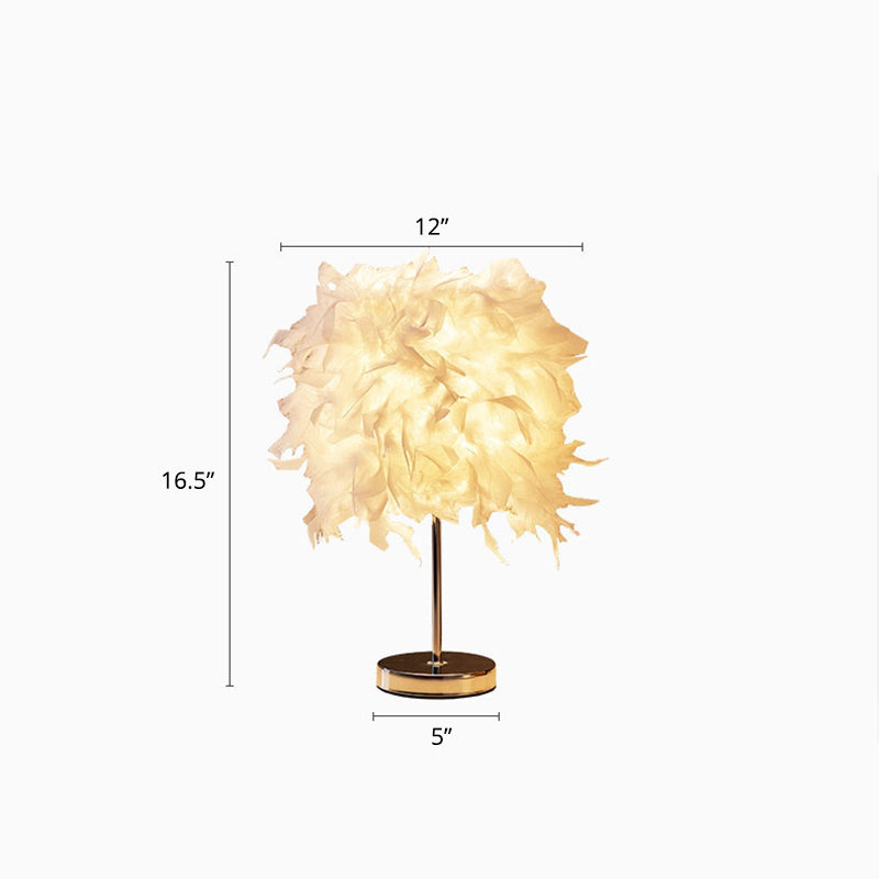 White Cylindrical Night Table Light Simplicity Single Bulb Feather Nightstand Lamp Clearhalo 'Lamps' 'Table Lamps' Lighting' 2373164