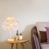 Minimalist 1-Light Table Lamp Flower Blossom Nightstand Light with Feather Shade White Clearhalo 'Lamps' 'Table Lamps' Lighting' 2373166