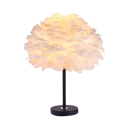 Minimalist 1-Light Table Lamp Flower Blossom Nightstand Light with Feather Shade Clearhalo 'Lamps' 'Table Lamps' Lighting' 2373168