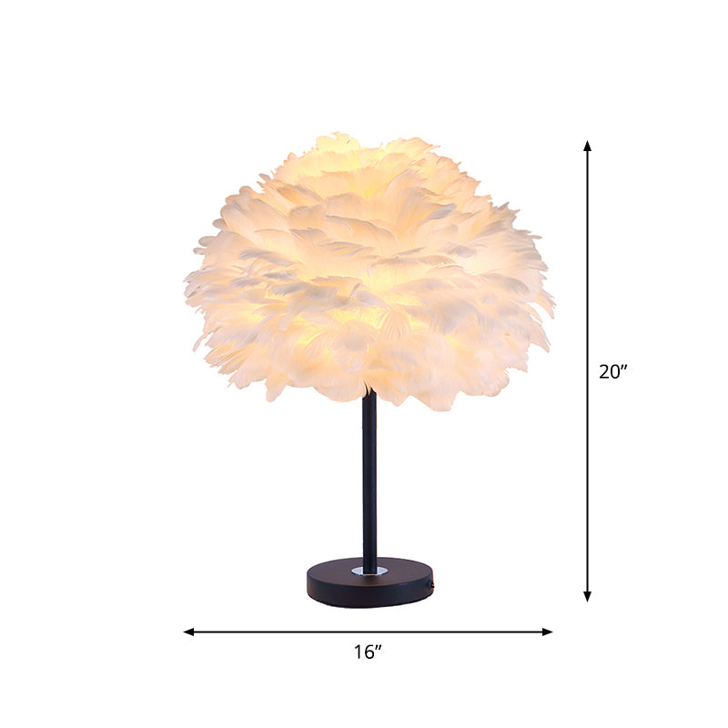 Minimalist 1-Light Table Lamp Flower Blossom Nightstand Light with Feather Shade Clearhalo 'Lamps' 'Table Lamps' Lighting' 2373169