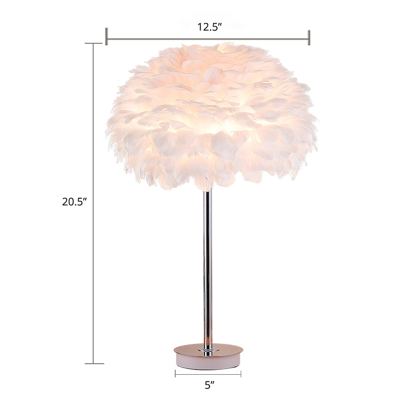 Dome Shaded Bedside Table Lighting Feather 1 Head Minimalistic Night Stand Light Clearhalo 'Lamps' 'Table Lamps' Lighting' 2373173