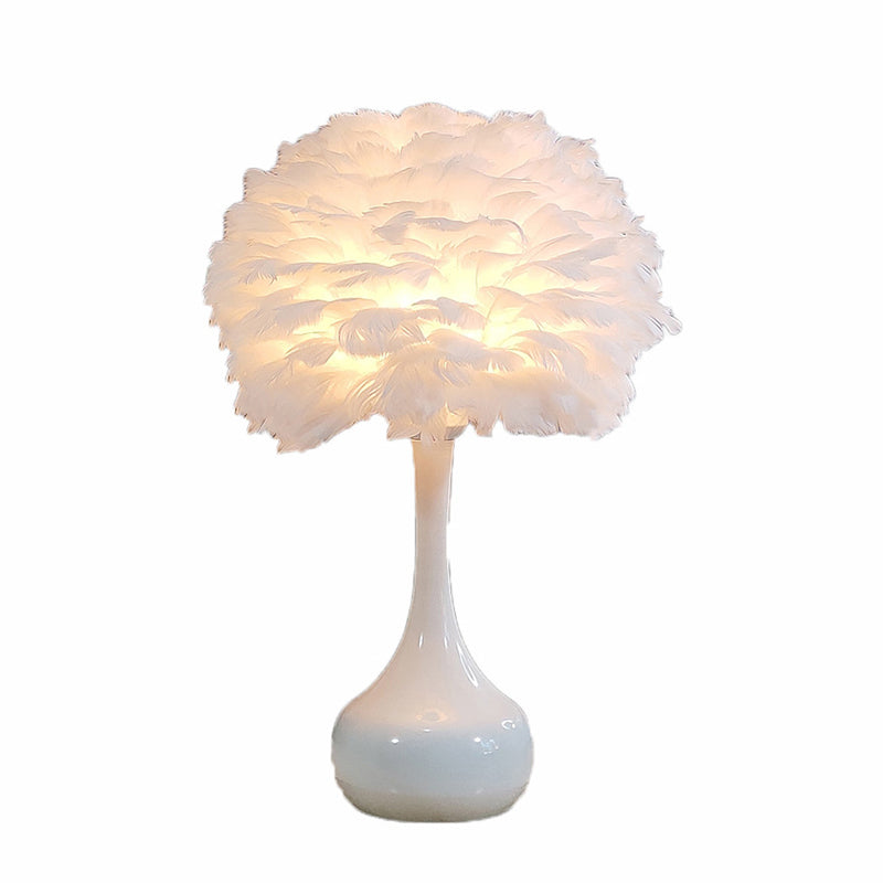 Feather Flower Vase Night Lighting Nordic Style Single-Bulb Table Light for Bedroom Clearhalo 'Lamps' 'Table Lamps' Lighting' 2373176